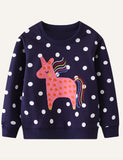 Children's Cute Animal Embroidered Patch Sweatshirt