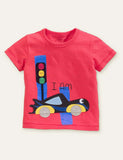 Cartoon Car Appliqué T-shirt