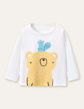 Bear and Squirrel Printed Long-Sleeved T-shirt - CCMOM