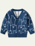 Bear Pattern Sweater Cardigan - CCMOM