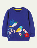Bird Flower Appliqué Sweatshirt - CCMOM