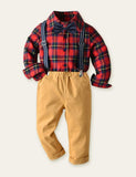 Bow Plaid Shirt Gentleman Party Set - CCMOM