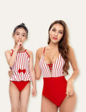 Bow Striped Printed Family Matching Swimsuit - CCMOM