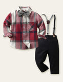 Bow Tie Gentleman Plaid Shirt Party Set - CCMOM