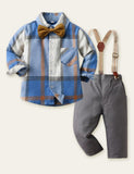 Bow Tie Gentleman Plaid Shirt Party Set - CCMOM