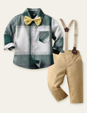 Bow Tie Gentleman Plaid Shirt Party Set - CCMOM