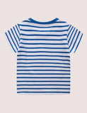 Boy Animal Embroidered Stripe Short Sleeves Tee - CCMOM