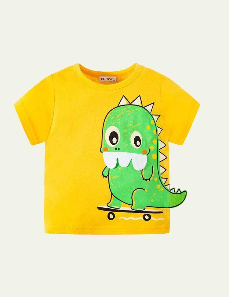 Boy Cartoon Dinosaur Patch T-shirt - CCMOM