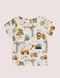 Boy Excavator Embroidered 100% Cotton Tee - CCMOM