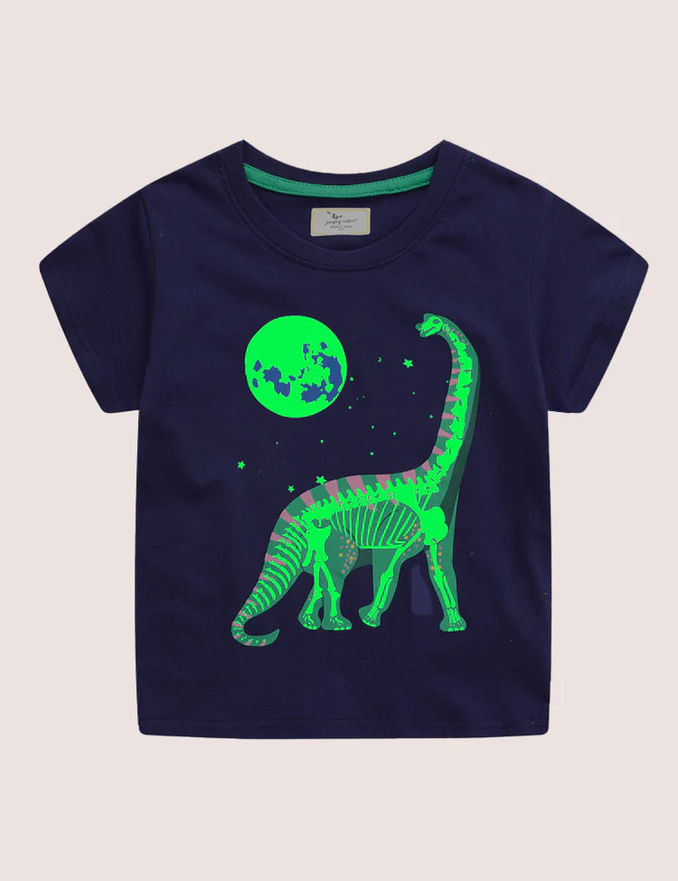 Boy Glowing Dinosaur 100% Cotton Tee - CCMOM