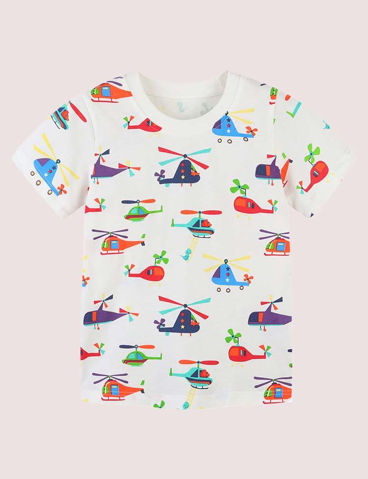 Boy Helicopter Print 100% Cotton T-shirt - CCMOM
