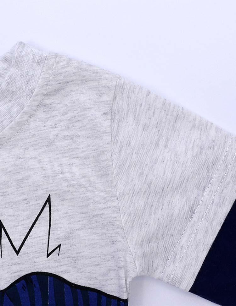 Boy T-Rex Appliqué Fake Two-Piece T-shirt - CCMOM