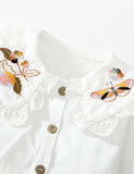 Butterfly Flower Embroidered Strap Dress & Long Sleeve Shirt - CCMOM