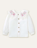 Butterfly Flower Embroidered Strap Dress & Long Sleeve Shirt - CCMOM
