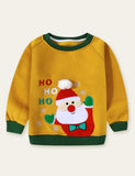 Christmas Elk Animal Appliqué Embroidered Sweatshirt