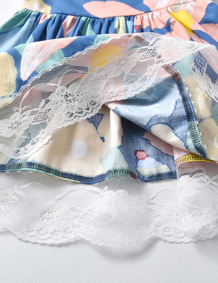 Strap Floral Print Lace Dress