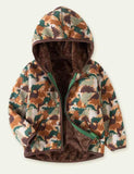 Camouflage Dinosaur Print Polar Fleece Jacket - CCMOM