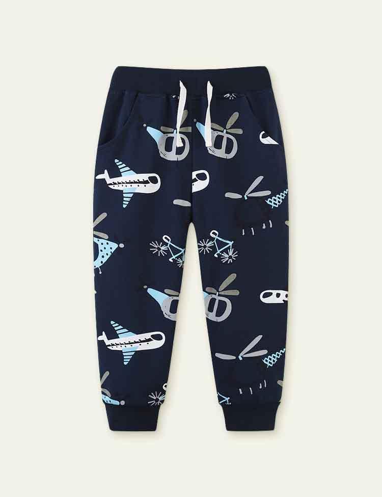 Cartoon Aircraft Printed Sweatpants - CCMOM