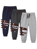 Cartoon Appliqué Dinosaur Sweatpants - CCMOM