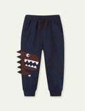 Cartoon Appliqué Dinosaur Sweatpants - CCMOM