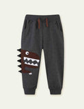 Cartoon Appliqué Dinosaur Sweatpants - CCMOM