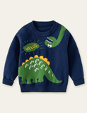Cartoon Dinosaur Crocodile Pattern Sweater