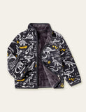 Cartoon Dinosaur Pattern Printed Polar Fleece Zipper Jacket - CCMOM