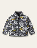 Cartoon Dinosaur Pattern Printed Polar Fleece Zipper Jacket - CCMOM