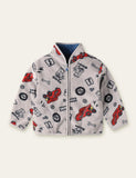 Cartoon Dinosaur Pattern Printed Polar Fleece Zipper Jacket - CCMOM