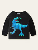 Cartoon Dinosaur Printed Long-Sleeved T-shirt