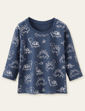 Cartoon Dinosaur Printed Long-Sleeved T-shirt