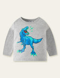 Cartoon Dinosaur Printed Long-Sleeved T-shirt - CCMOM