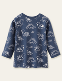 Cartoon Dinosaur Printed Long-Sleeved T-shirt - CCMOM