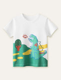 Cartoon Dinosaur Printed T-shirt
