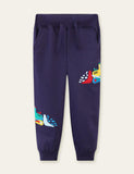 Cartoon Excavator Embroidery Sweatpants