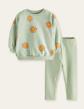 Cartoon Flower Printed Pajamas Set