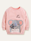 Cartoon Koala Appliqué Long Sleeve Sweatshirt - CCMOM