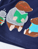 Cartoon Mole Appliqué Long Sleeve T-shirt - CCMOM