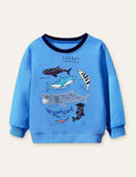 Cartoon Shark Appliqué Sweatshirt