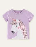 Cartoon Unicorn Printed T-shirt - CCMOM