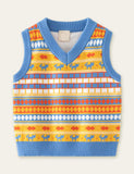 Cat Cartoon Striped Sweater Vest