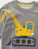 Cat Excavator Printed Long-Sleeved Sweatshirt - CCMOM