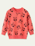 Cat Floral Print Long Sleeve Pullover - CCMOM