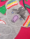 Children's Koala Animal Embroidered Patch Short Sleeve Dress