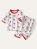 Cherry Full Printed Short Sleeve Pajamas - CCMOM