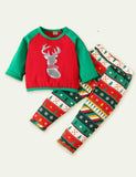 Christmas Deer Printed Long-Sleeved Pajamas