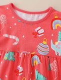 Christmas Printed Long Sleeve Dress - CCMOM