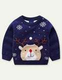 Christmas Snowflake Deer Brocade Sweater - CCMOM