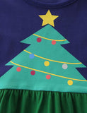 Christmas Tree Print Long Sleeve Dress - CCMOM