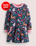 CLEARANCE - Festive Animals Printed Sweatshirt Dress - CCMOM